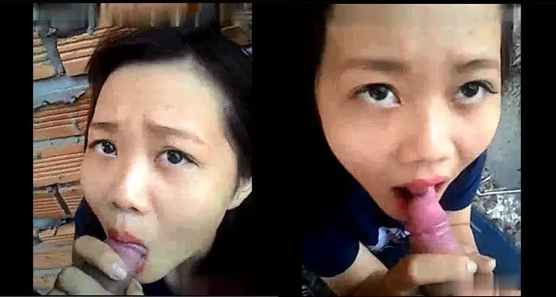 Cô bạn gái liếm buồi ở vườn sau nhà